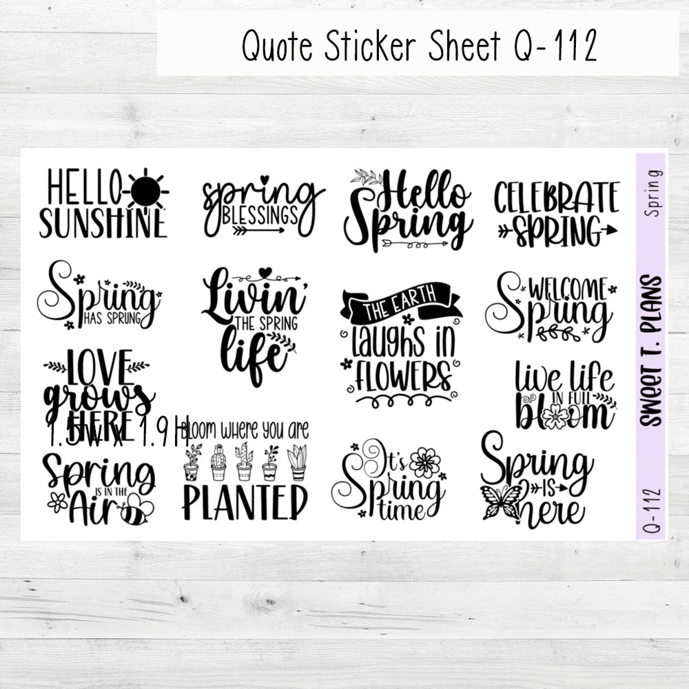 Love Life Motivational Quotes Sticker Sheet Black & White
