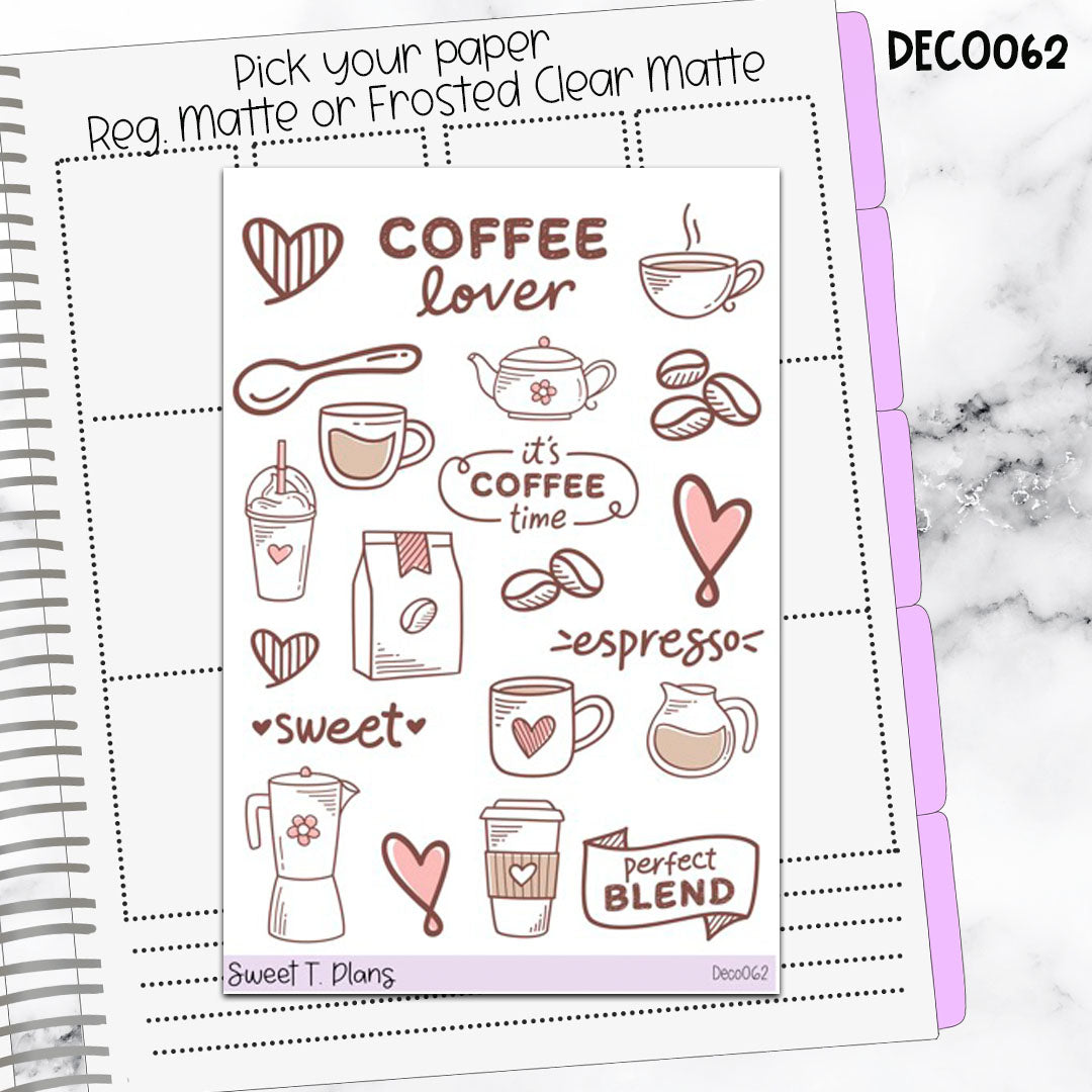 Deco Clipart Sticker Sheet (Deco-062) Coffee
