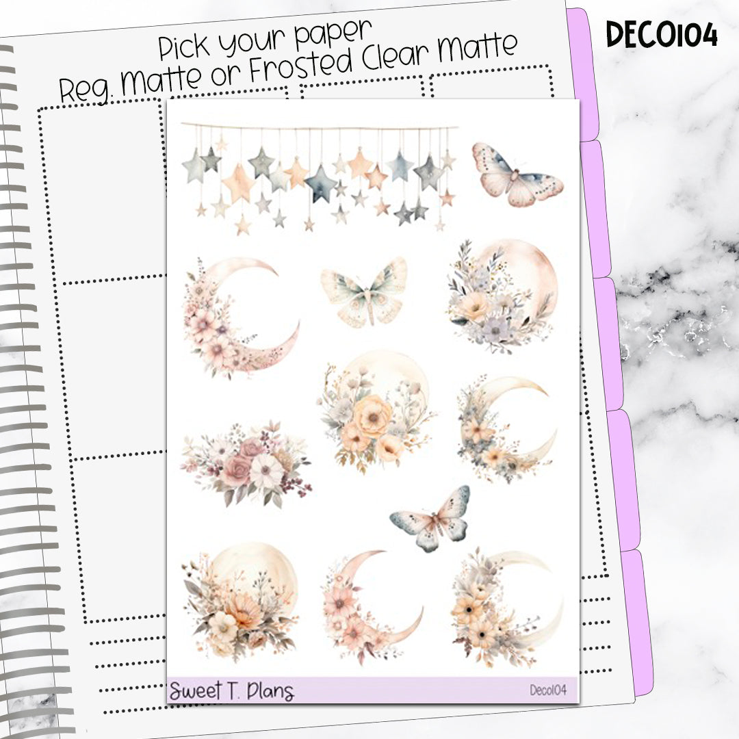 Deco Clipart Sticker Sheet (Deco-104) Moons Floral