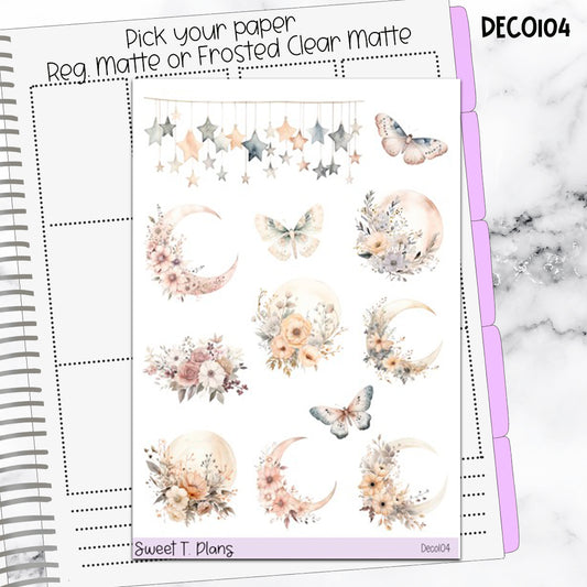 Deco Clipart Sticker Sheet (Deco-104) Moons Floral