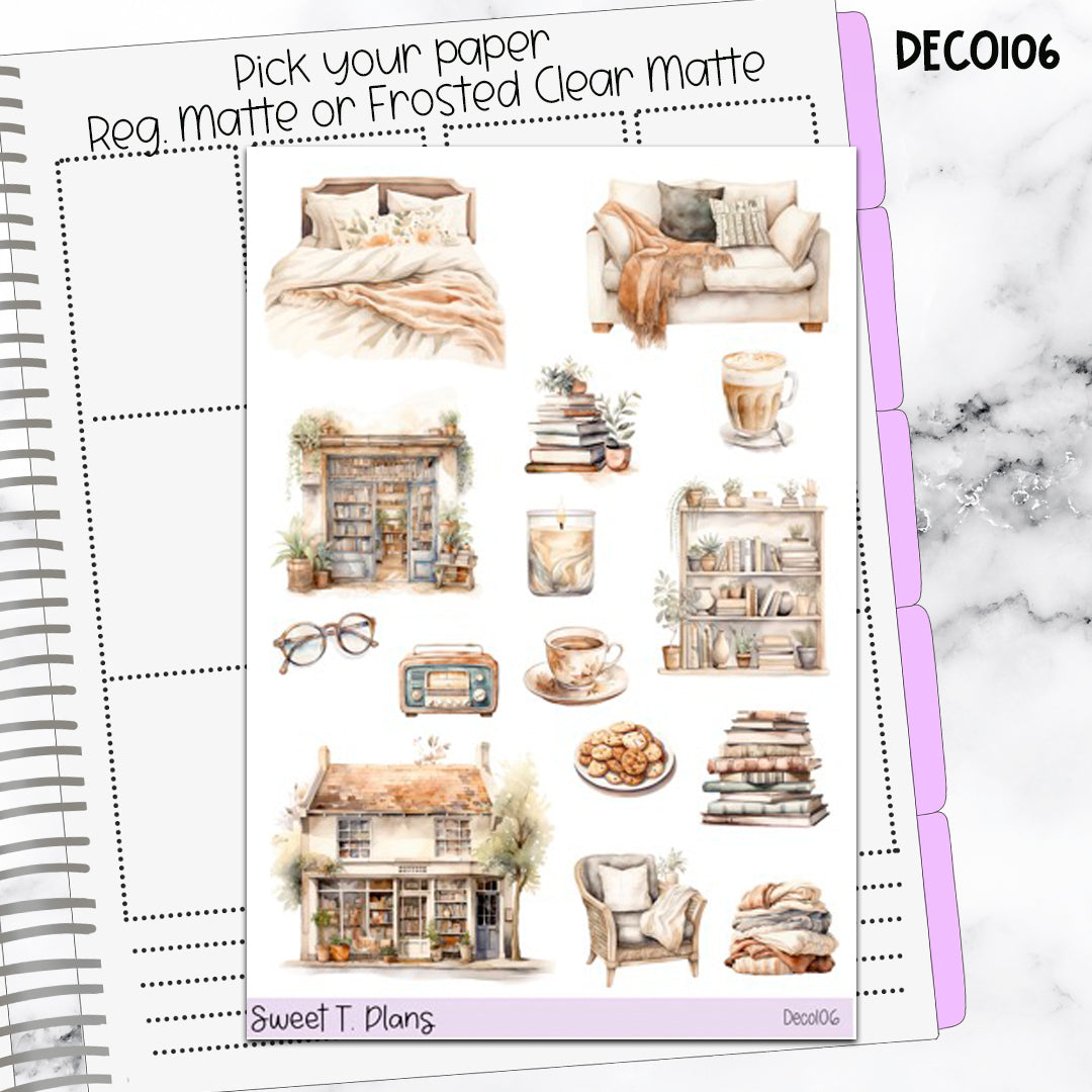 Deco Clipart Sticker Sheet (Deco-106) Books Floral