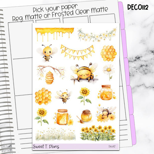Deco Clipart Sticker Sheet (Deco-112) Honey Bee