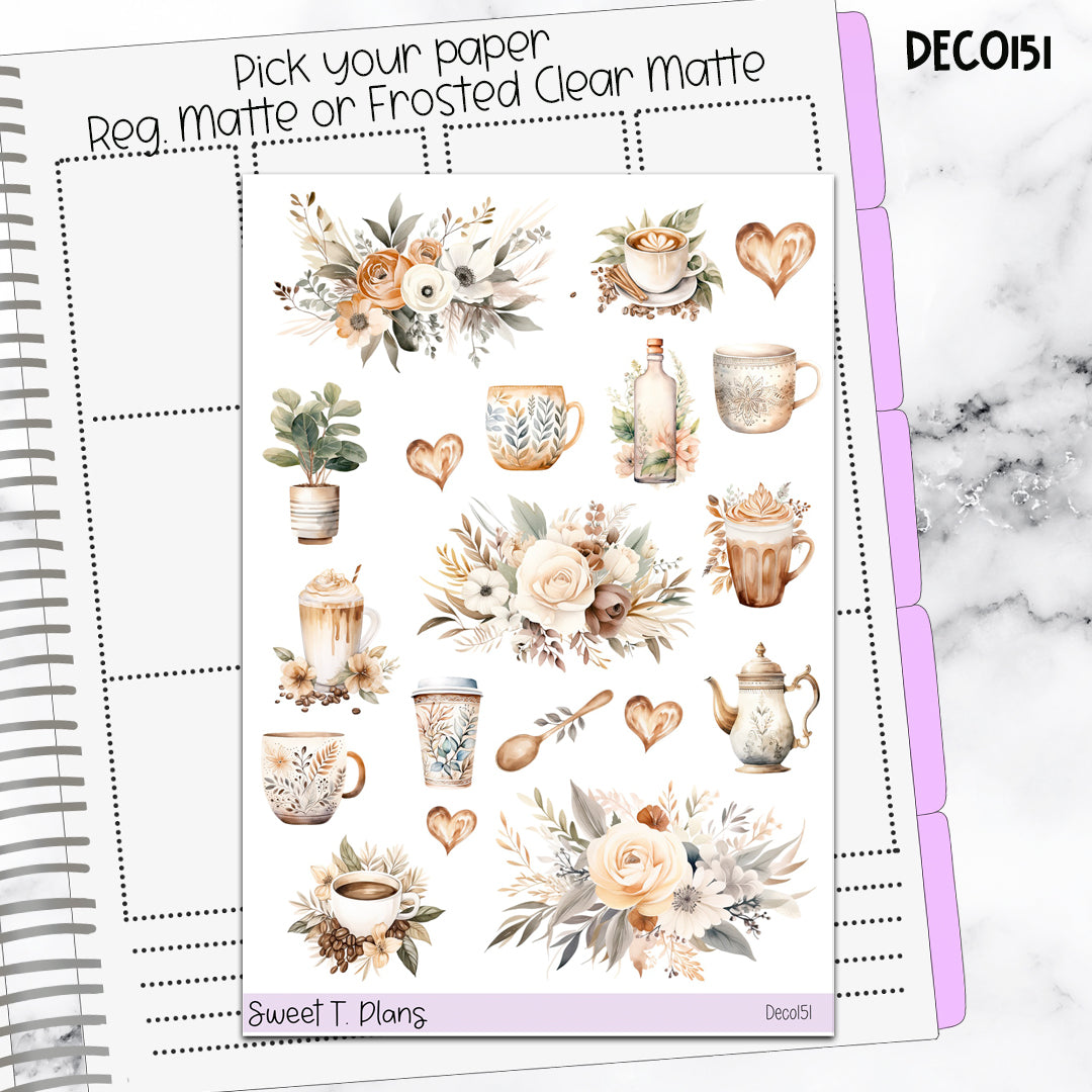 Deco Clipart Sticker Sheet (Deco-151) Coffee