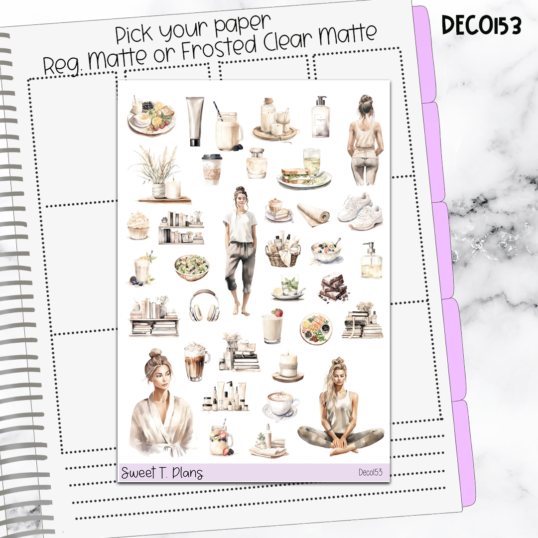 Deco Clipart Sticker Sheet (Deco-153) Self Care