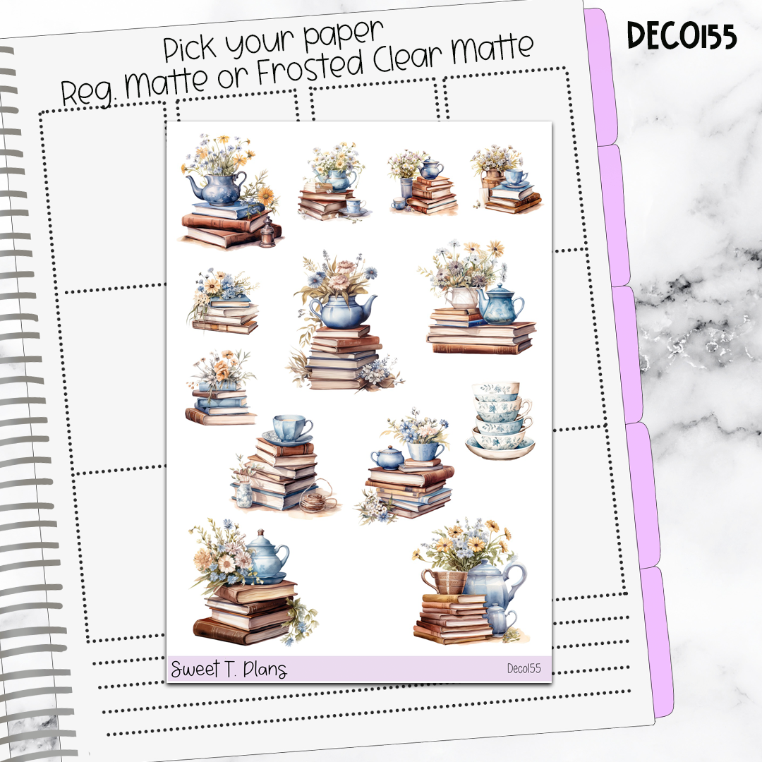 Deco Clipart Sticker Sheet (Deco-155) Books Reading