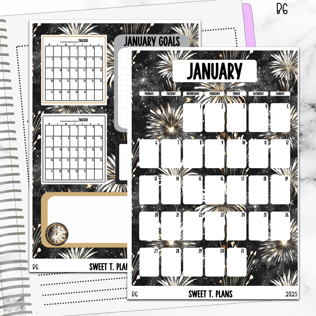 January Monthly 2025 New Year Jumbo Sticker A5w A5 B6 Hobonichi Cousin