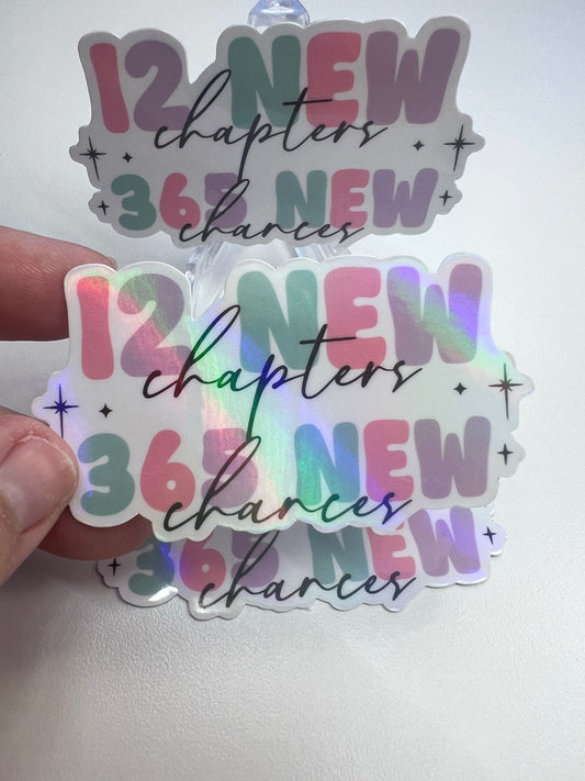 12 New Chapters 365 New Chances  Die Cut Sticker