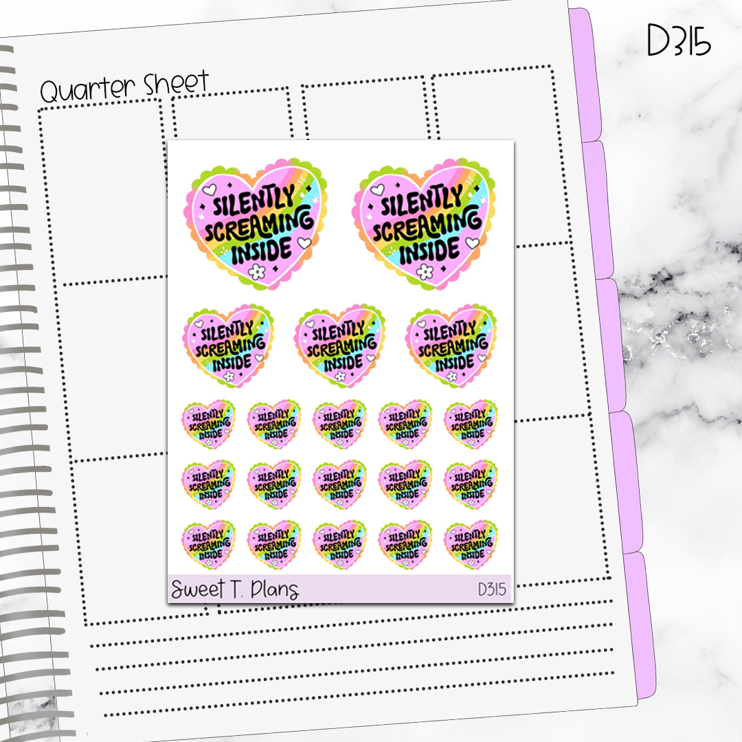 Quotes Silently Screaming Inside... Planner Sticker Sheet (D315)