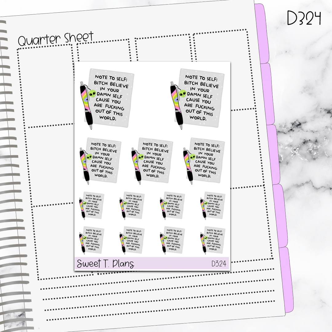 Quotes Note to Self:...  Planner Sticker Sheet (D324)