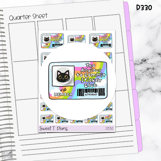 Quote To Anxious to Commit Sticker Club  Planner Sticker Sheet (D330)