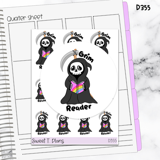 Quote Grim Reader Planner Sticker Sheet (D355)