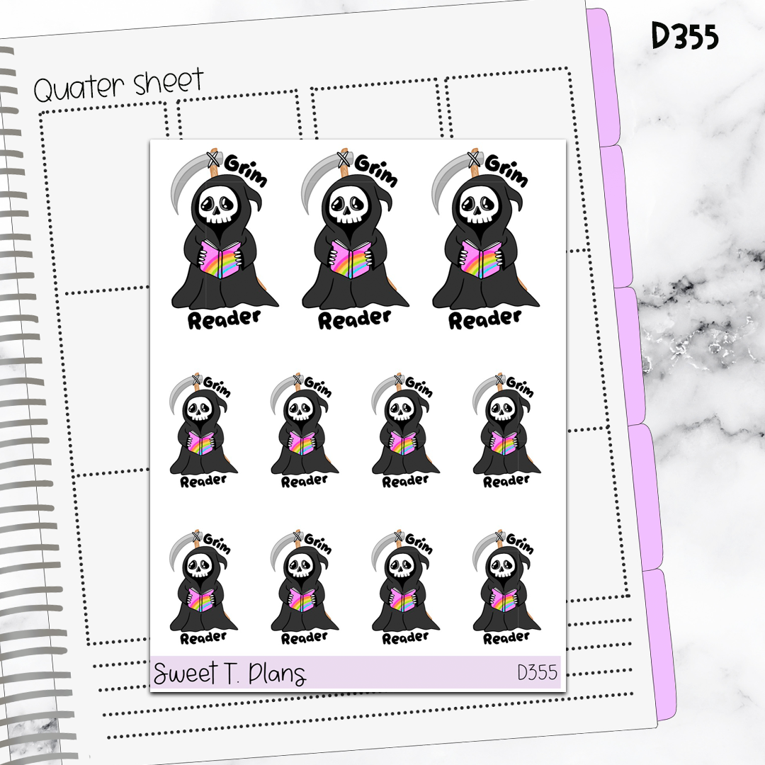 Quote Grim Reader Planner Sticker Sheet (D355)