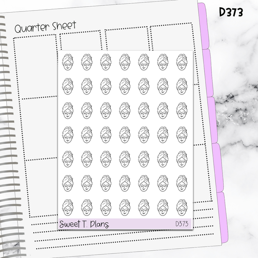 Doodle Face Mask Self Care Planner Sticker Sheet (D373)