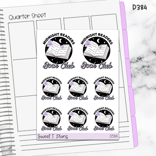 Doodle Midnight Reader Book Club Sticker Sheet (D384)