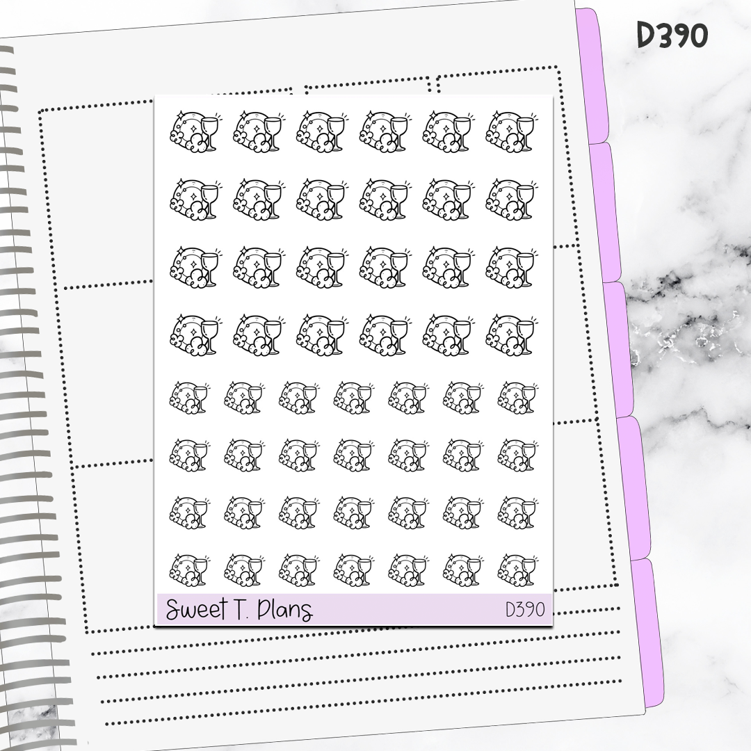 Doodle Wash Dishes Sticker Sheet (D390)