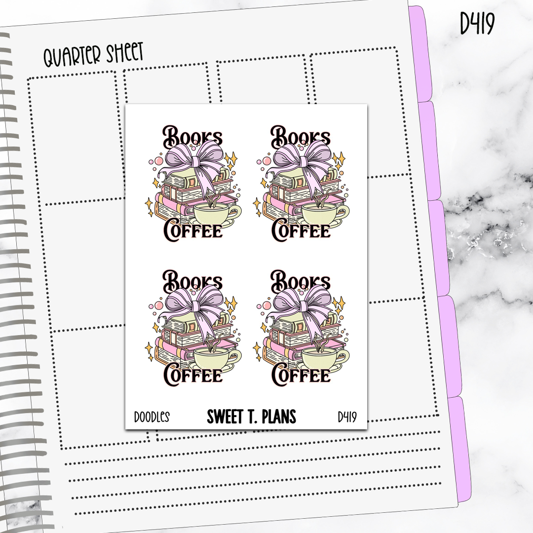 Doodle Books Coffee Sticker Sheet (D419)