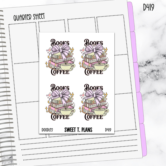 Doodle Books Coffee Sticker Sheet (D419)