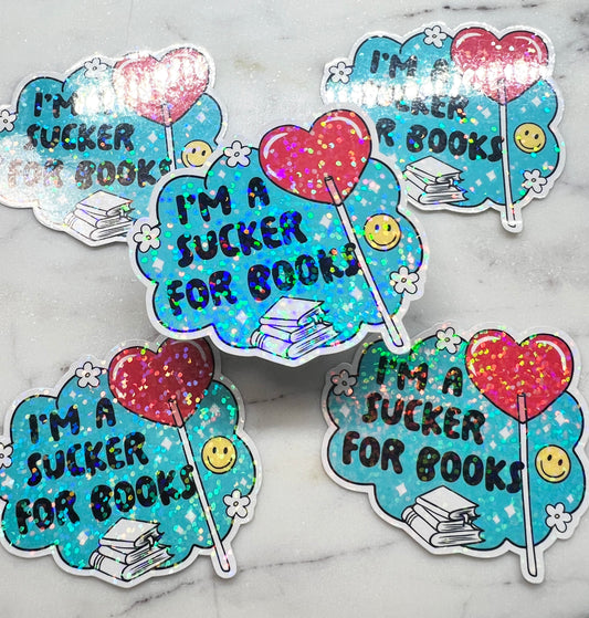 I'm a Sucker for Books Die Cut Sticker (b 001)