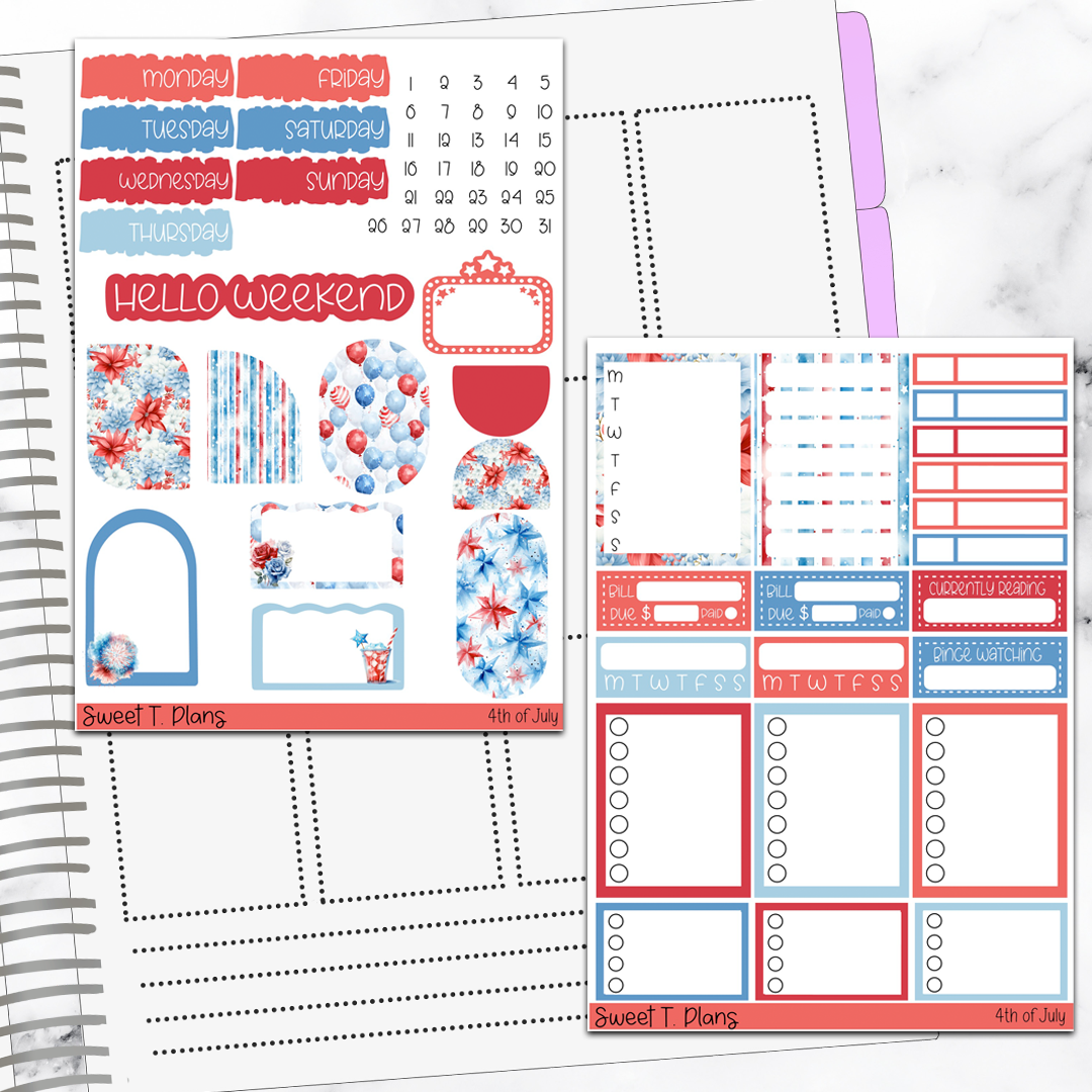 4th of July Weekly Sticker Kit Universal Vertical Planners
