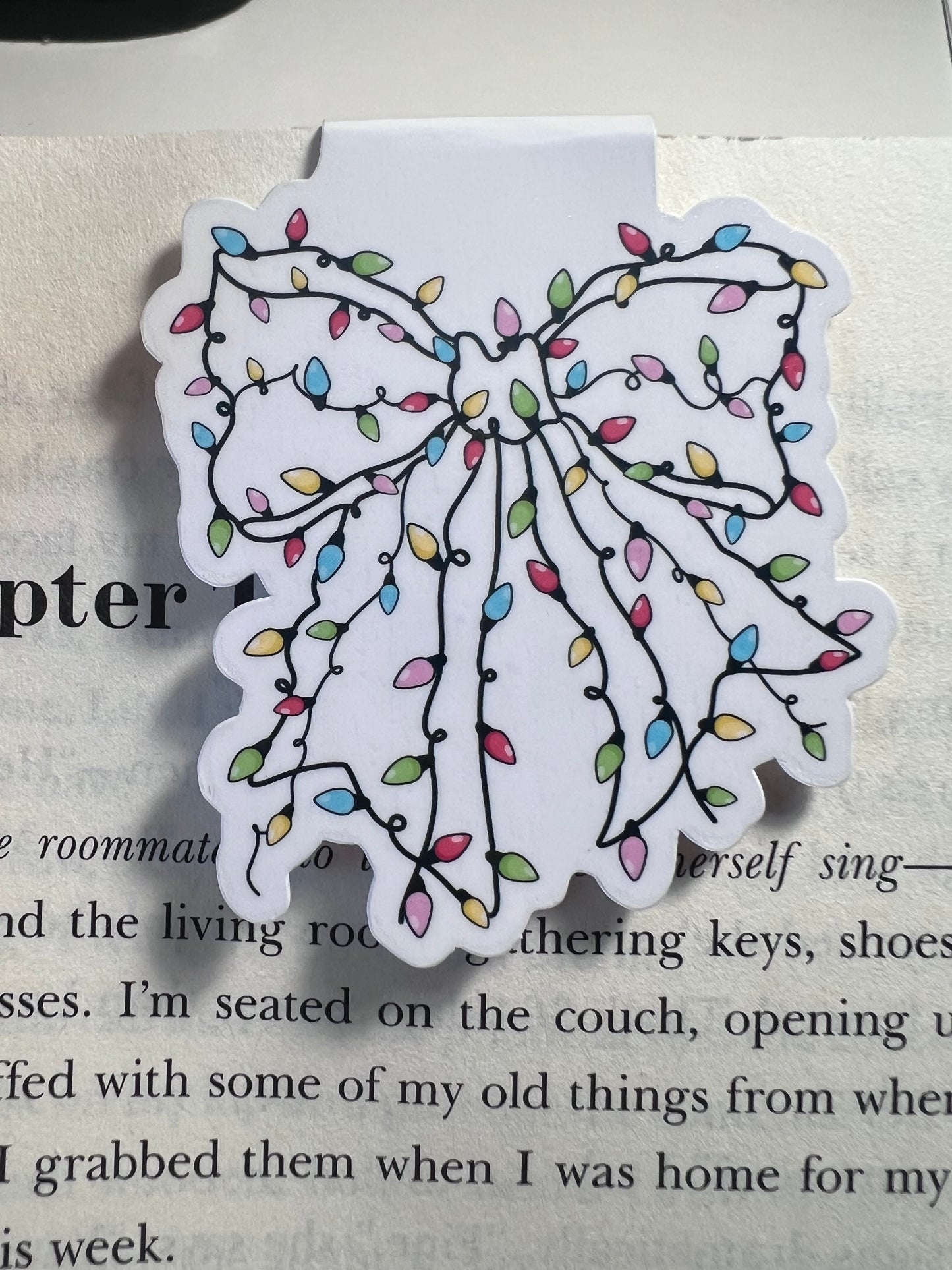 Christmas Light Bow  Magnetic Bookmark