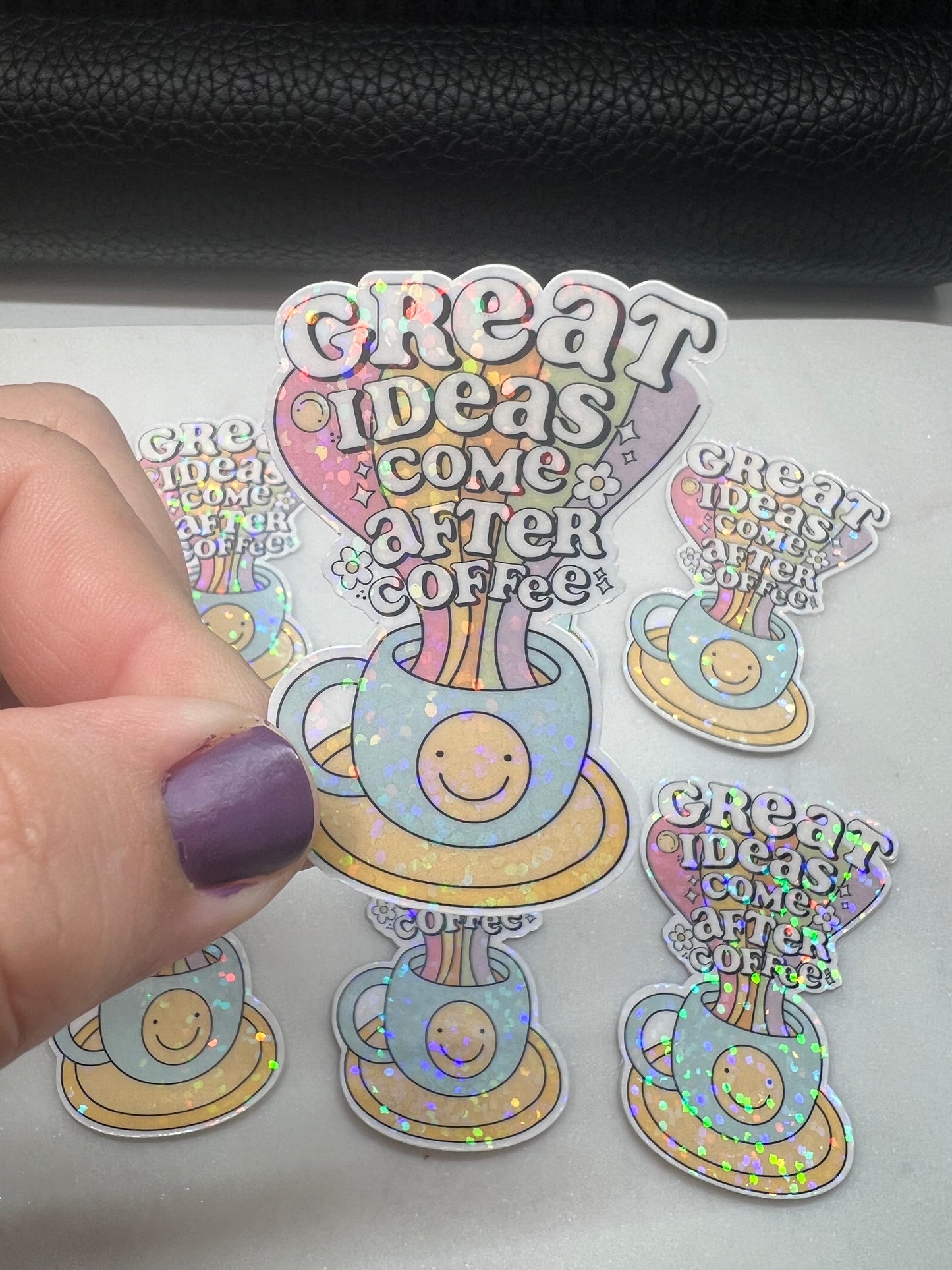 Great Ideas Come After Coffee Die Cut Sticker
