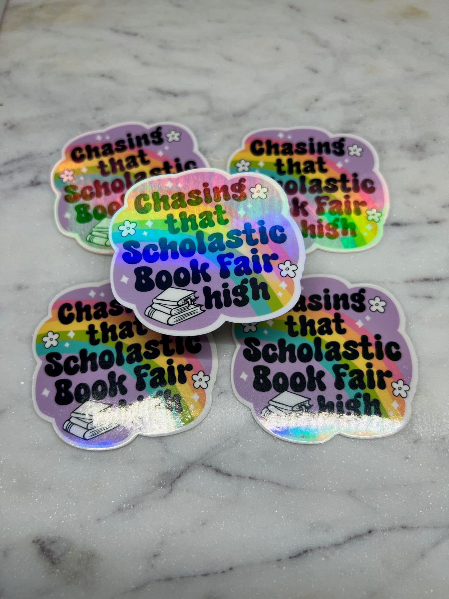 Chasing that Scholastic Book Fair High Die Cut Sticker (b 002)