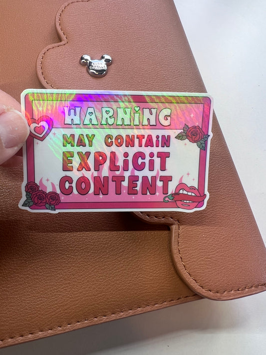 Warning May Contain Explicit Content Die Cut Sticker (b 012)