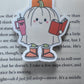 Ghost Bookish Holding Flask Magnetic Bookmark