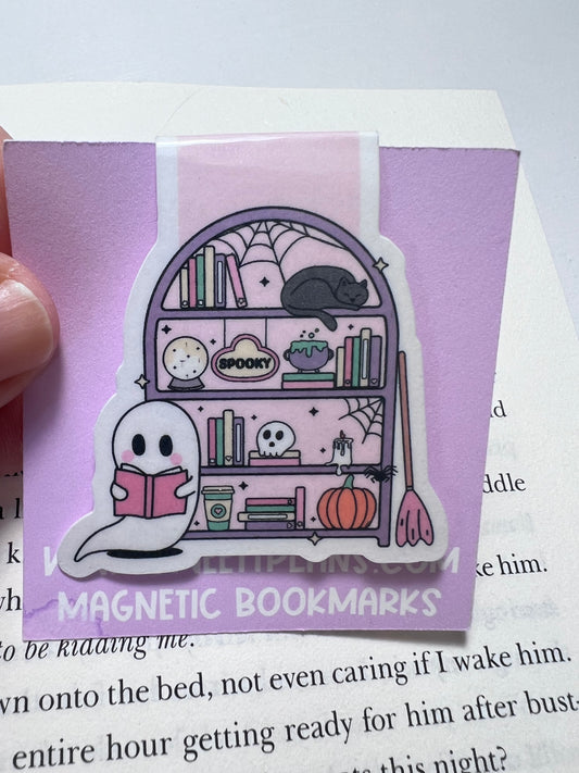 Ghost Reading Bookshelf Magnetic Bookmark