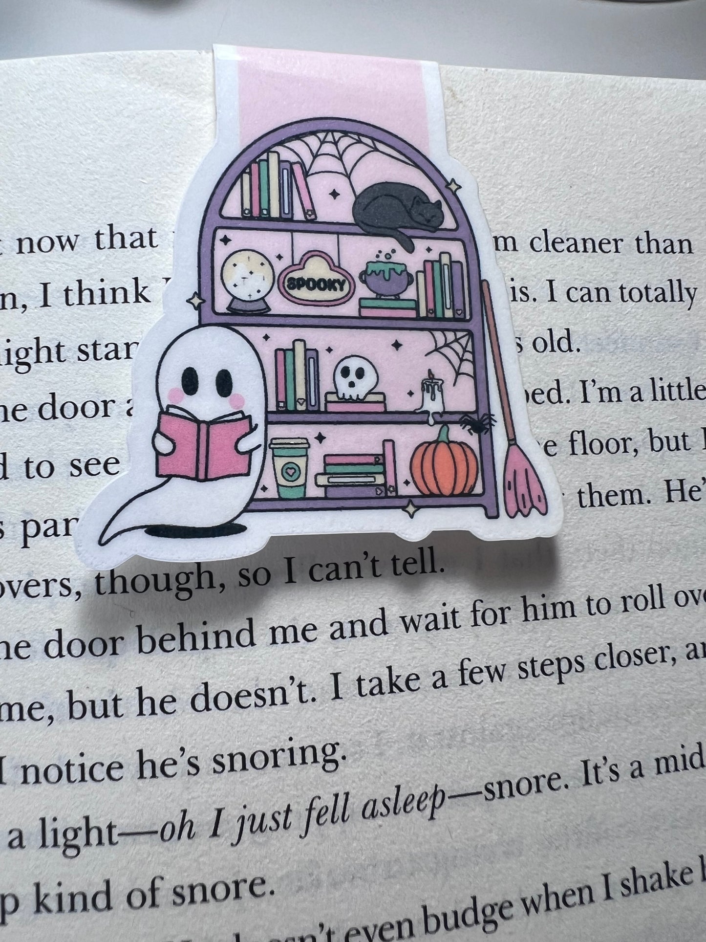 Ghost Reading Bookshelf Magnetic Bookmark