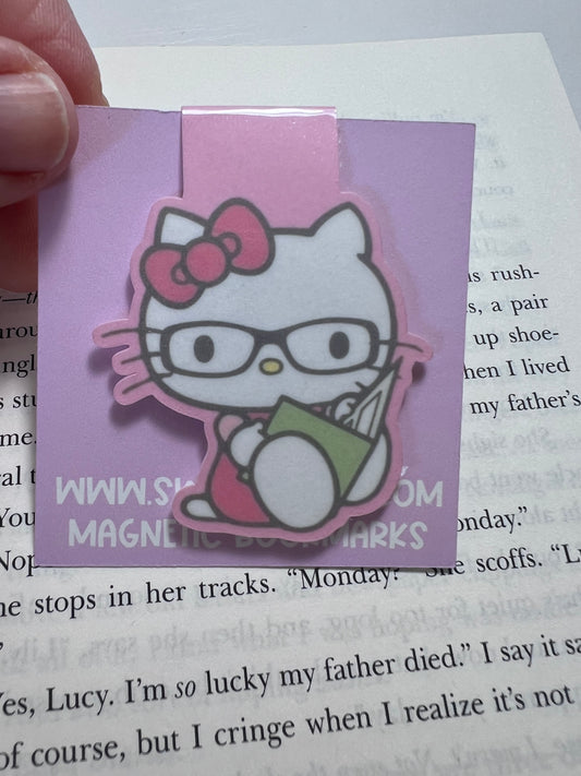 Kawaii Kitty Reading Magnetic Bookmark