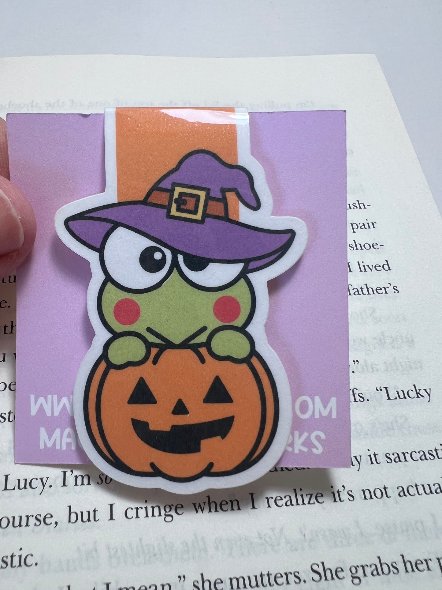 Kawaii Frog Pumpkin Magnetic Bookmark