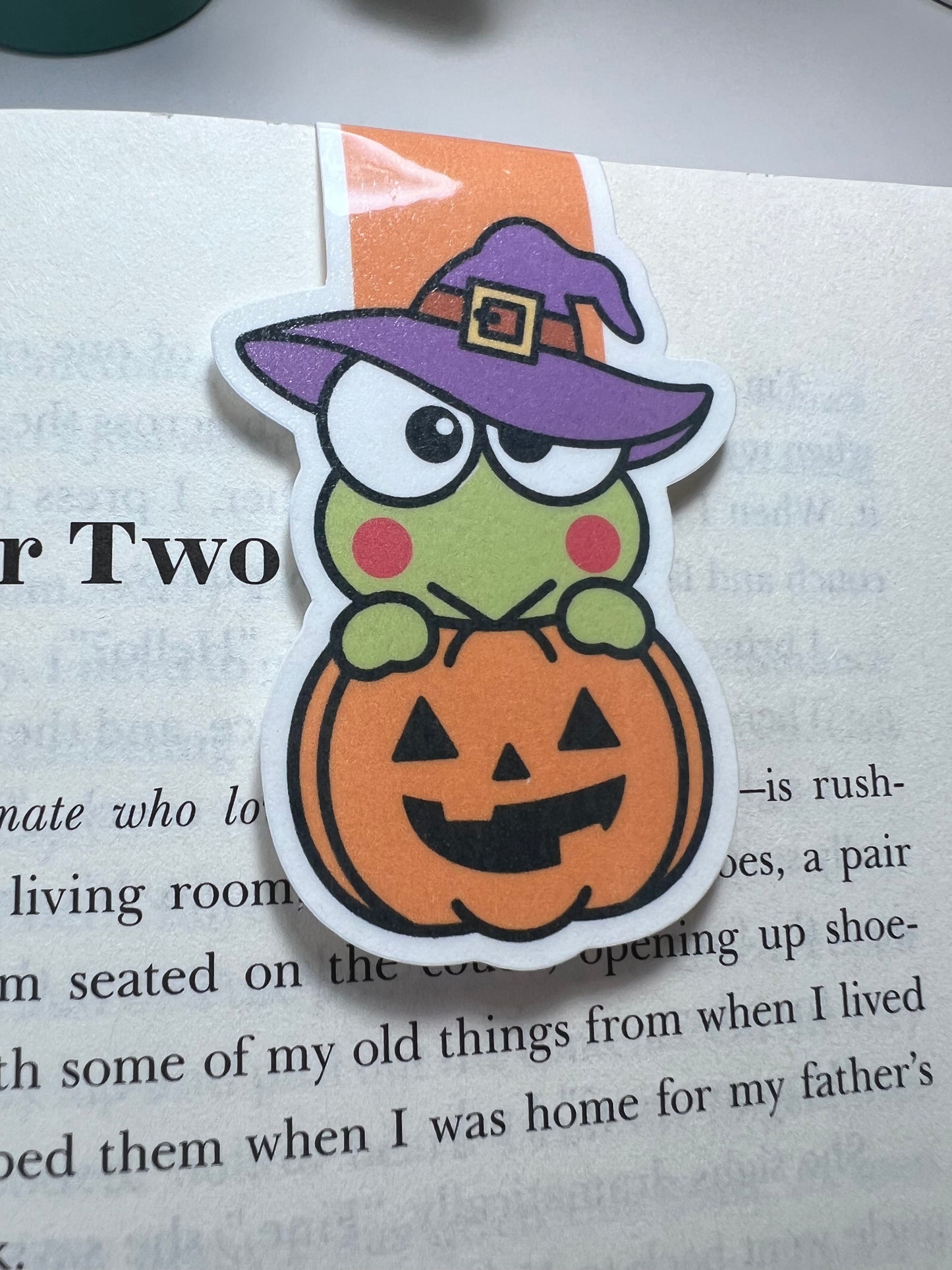 Kawaii Frog Pumpkin Magnetic Bookmark