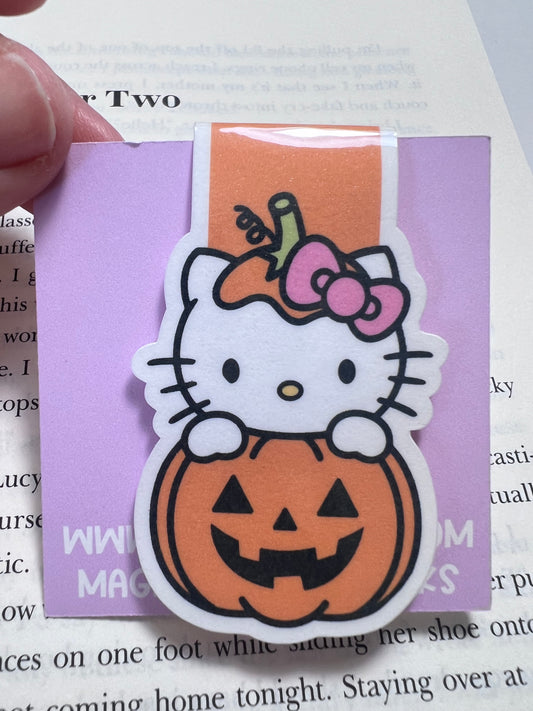 Kawaii Cat Pumpkin Magnetic Bookmark