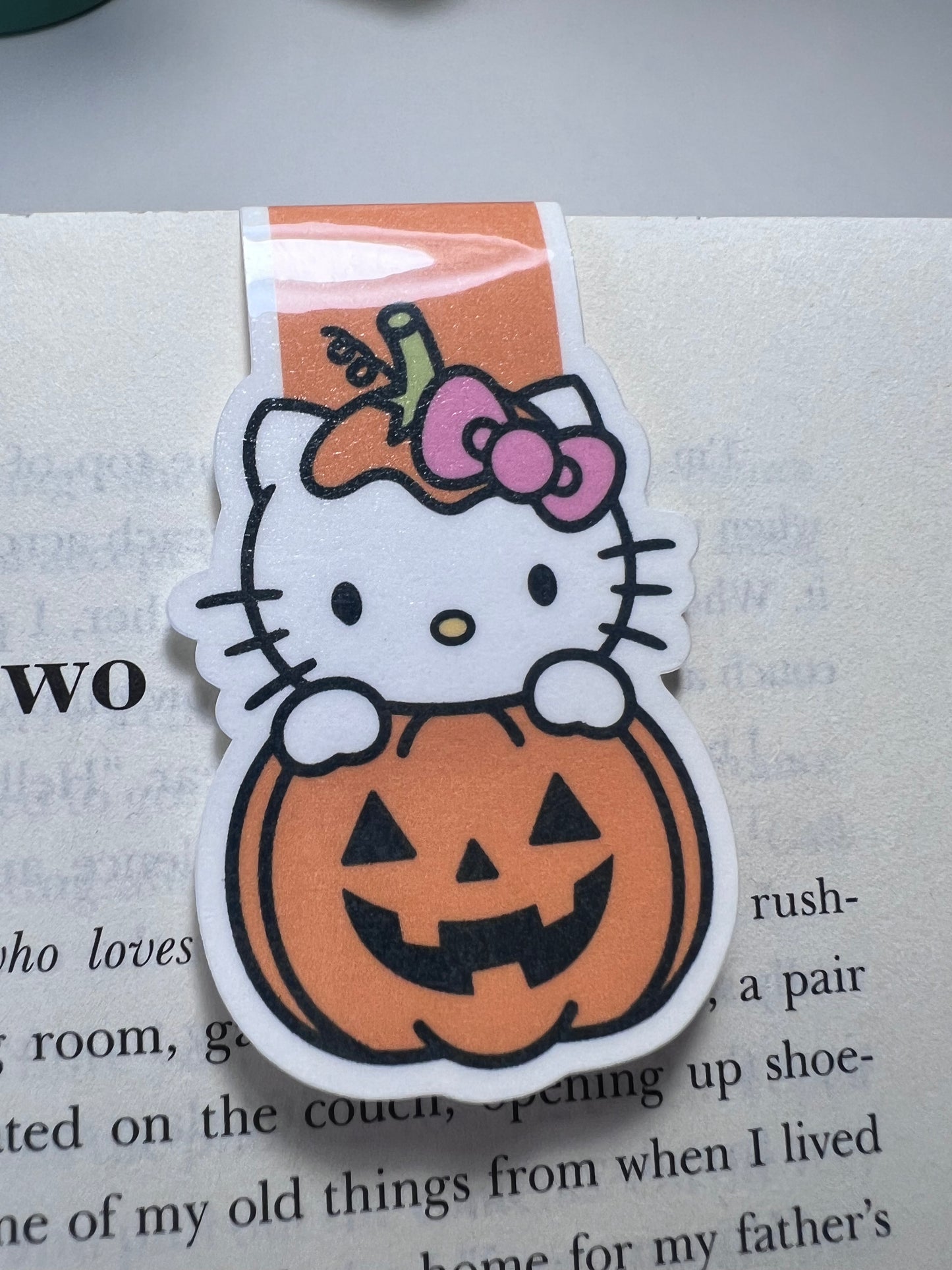 Kawaii Cat Pumpkin Magnetic Bookmark