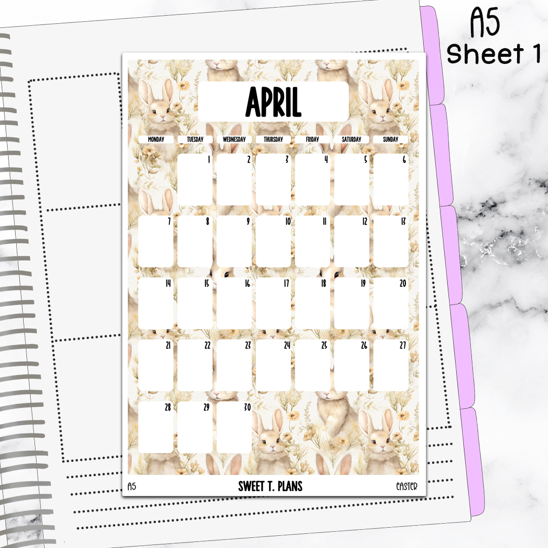 April Monthly Easter Jumbo Sticker A5w A5 B6 Hobonichi Cousin