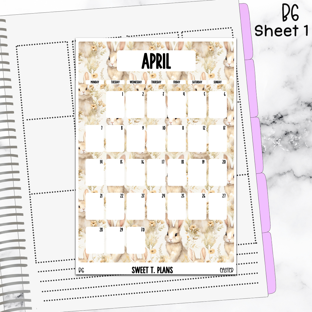 April Monthly Easter Jumbo Sticker A5w A5 B6 Hobonichi Cousin