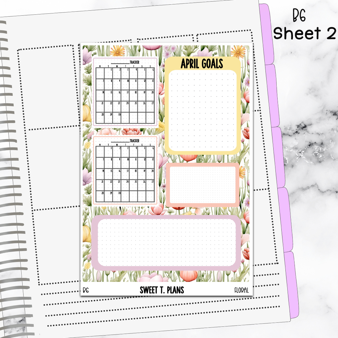 April Monthly Floral Jumbo Sticker A5w A5 B6 Hobonichi Cousin