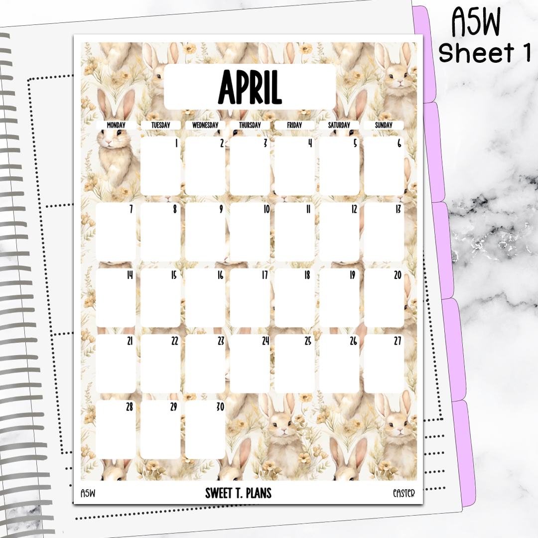 April Monthly Easter Jumbo Sticker A5w A5 B6 Hobonichi Cousin