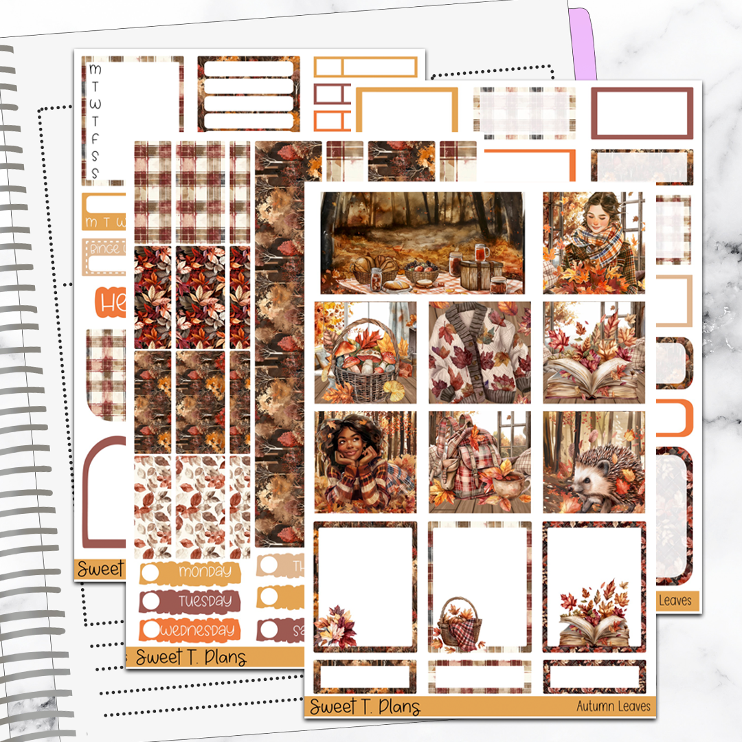 Autumn Leaves Fall Hobonichi Cousin Weekly Sticker Kit