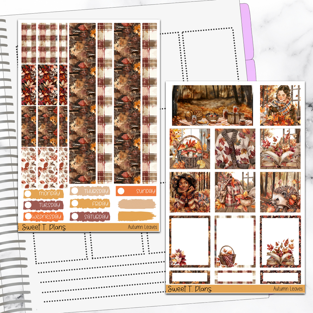 Autumn Leaves Fall Hobonichi Cousin Weekly Sticker Kit