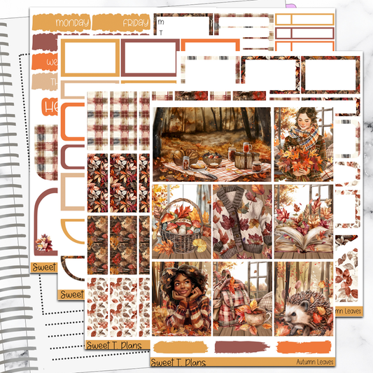 Autumn Leaves Fall Sticker Kit Universal Vertical Planners