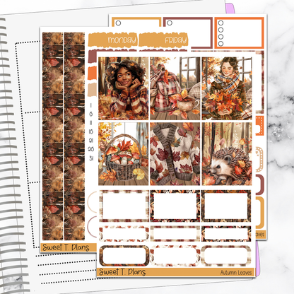 Autumn Leaves Fall  Vertical Mini/B6 Print Pression Weekly Sticker Kit