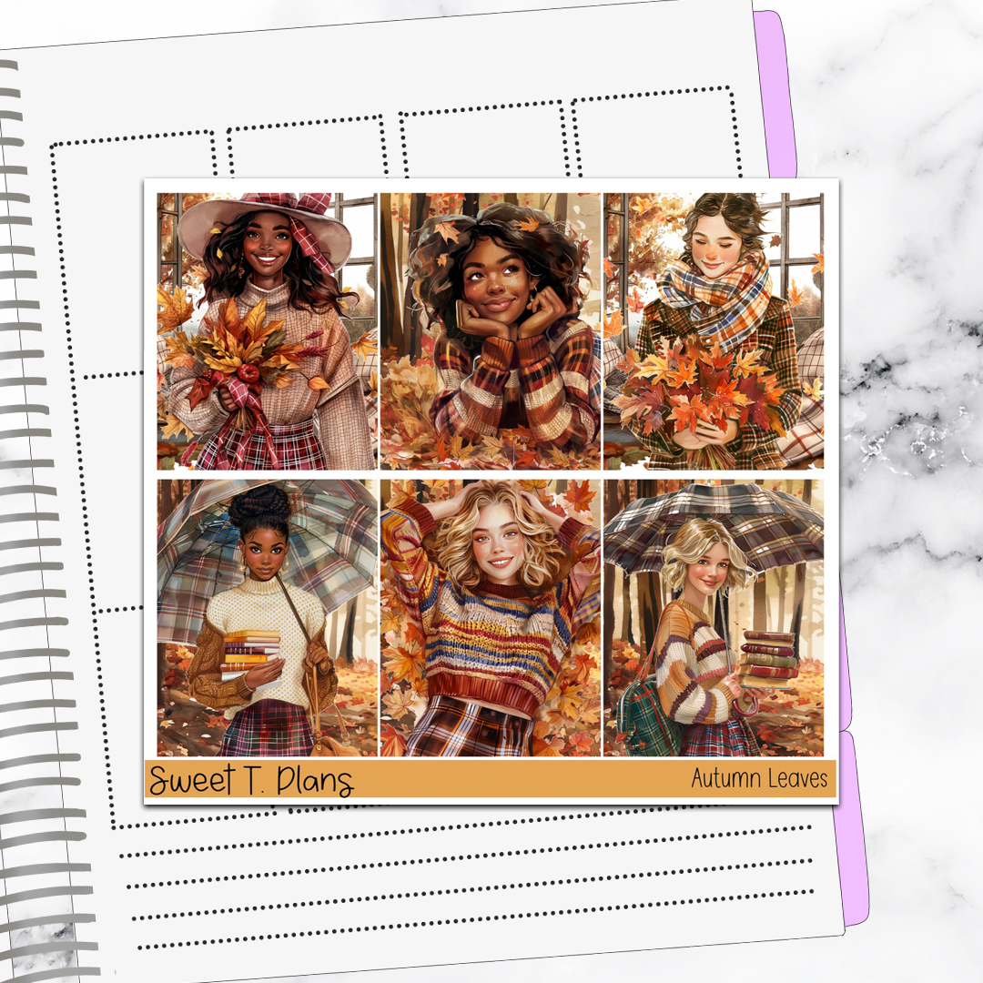 Autumn Leaves Fall  Vertical Mini/B6 Print Pression Weekly Sticker Kit