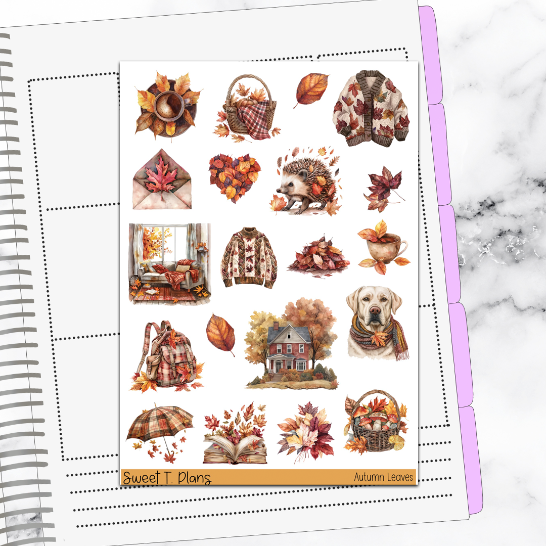 Autumn Leaves Fall Sticker Kit Universal Vertical Planners