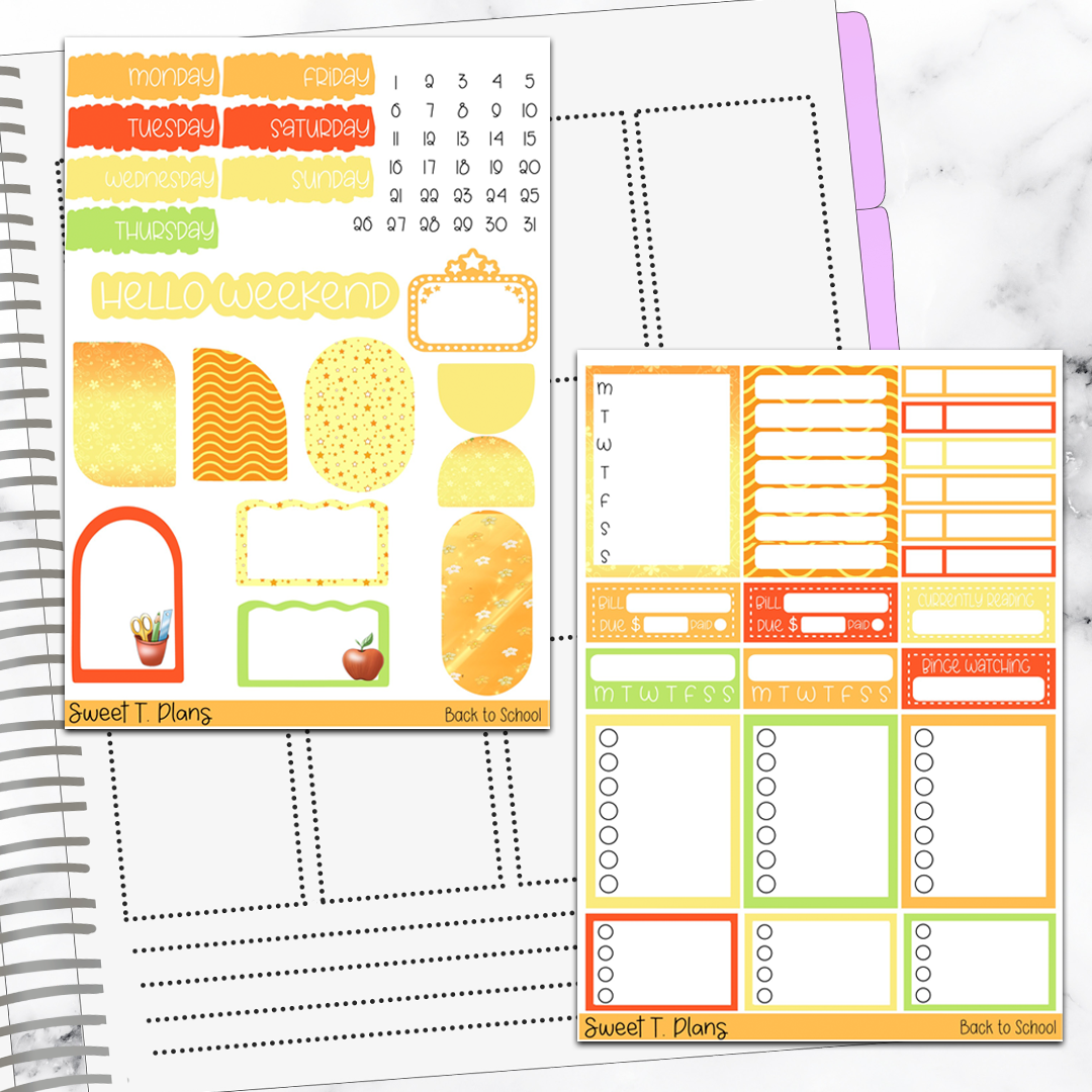 Back to School Sticker Kit Universal Vertical Planners