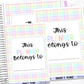 Gingham Print This Planner Belongs To Jumbo Sticker A5w B6 Hobonichi Cousin