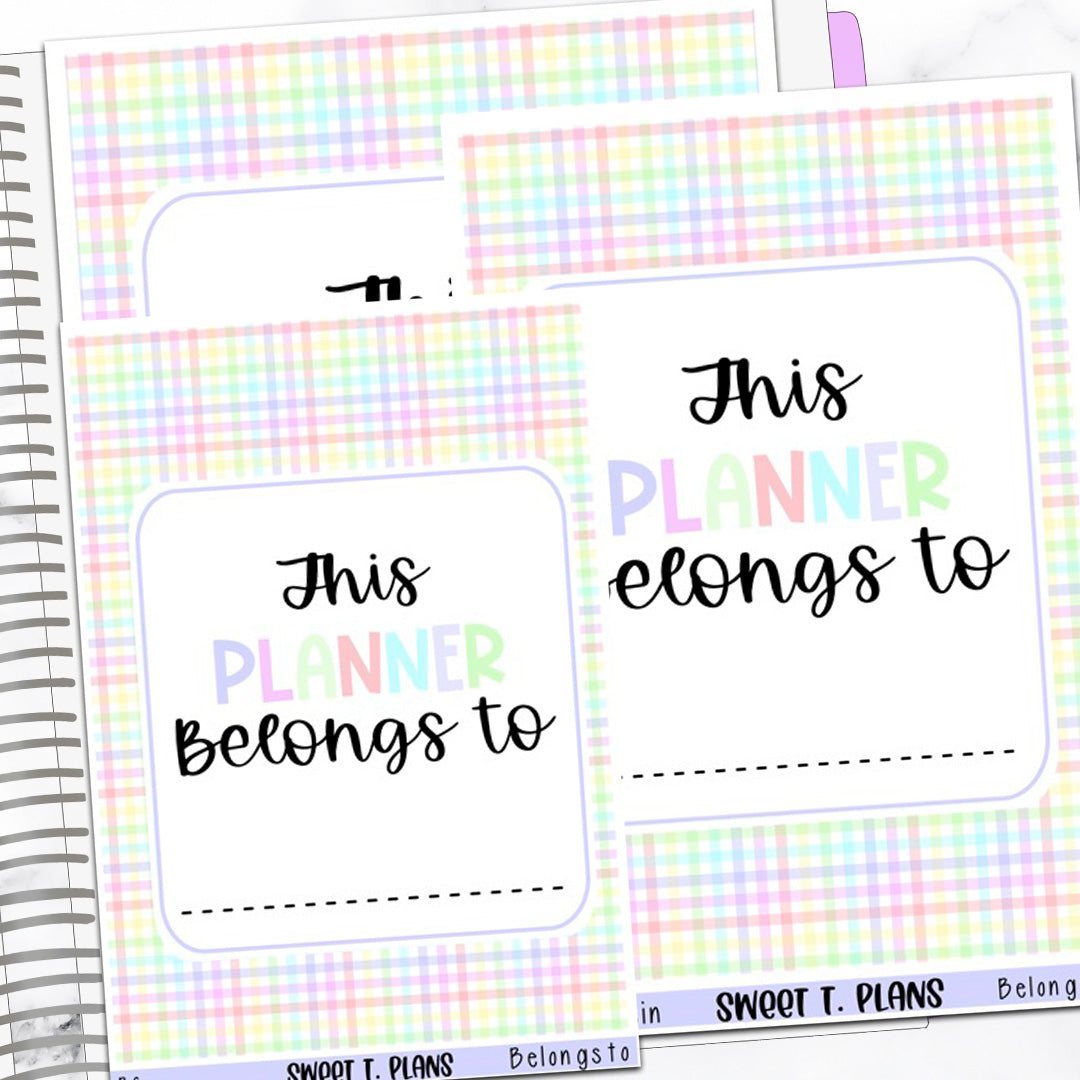 Gingham Print This Planner Belongs To Jumbo Sticker A5w B6 Hobonichi Cousin