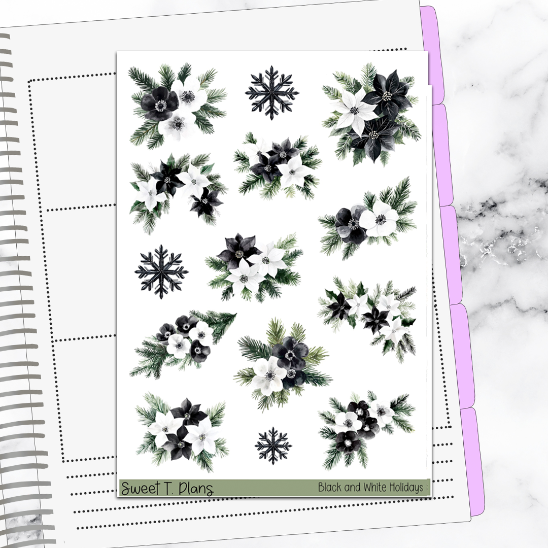 Black and White Holiday Christmas Winter Deco Sticker Kit