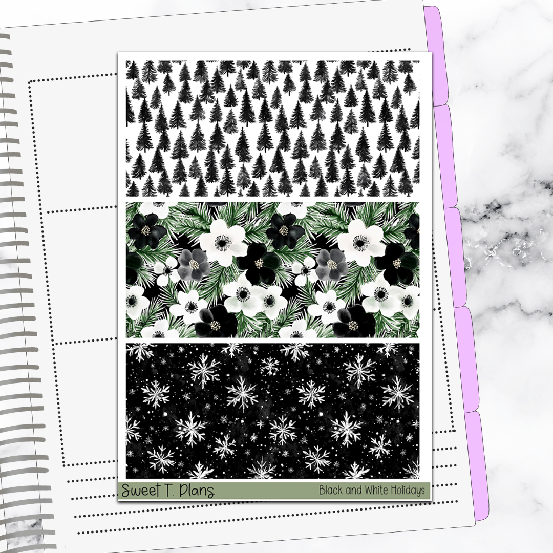 Black and White Holiday Christmas Winter Deco Sticker Kit